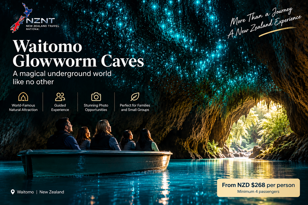 Waitomo Glowworm Caves and Hamilton Gardens private day tour from Auckland